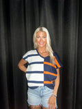 Hannah Navy/Orange Sweater
