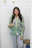 The Liza Top-Green Paisley