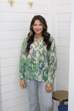The Liza Top-Green Paisley
