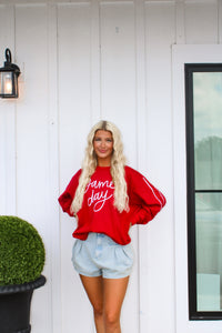 Sarah Crimson/White Sweatshirt