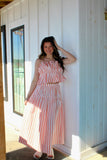 The Coral Stripe Strapless Top