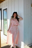 The Coral Stripe Strapless Top