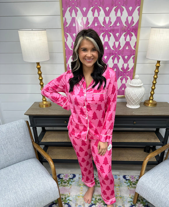 Pink Christmas Satin Pajama