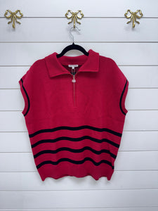 Celia Red/Black Sweater-Plus