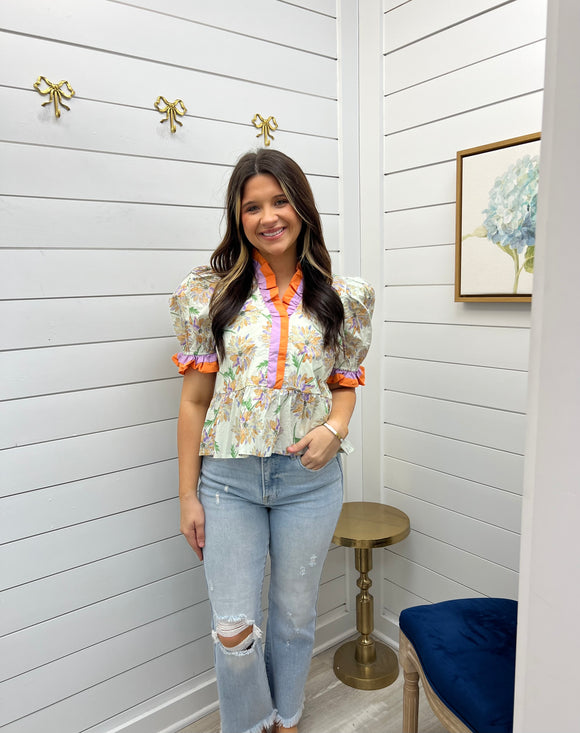 The Island Top-orange/green