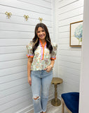 The Island Top-orange/green