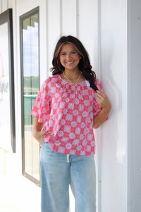 The Jane Quilted Charm Top-Red