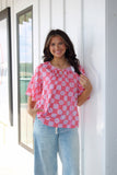 The Jane Quilted Charm Top-Red