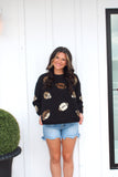 Sarah Sequin Football Sweatshirt- Plus