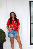 Tina Bows Crimson/White Top