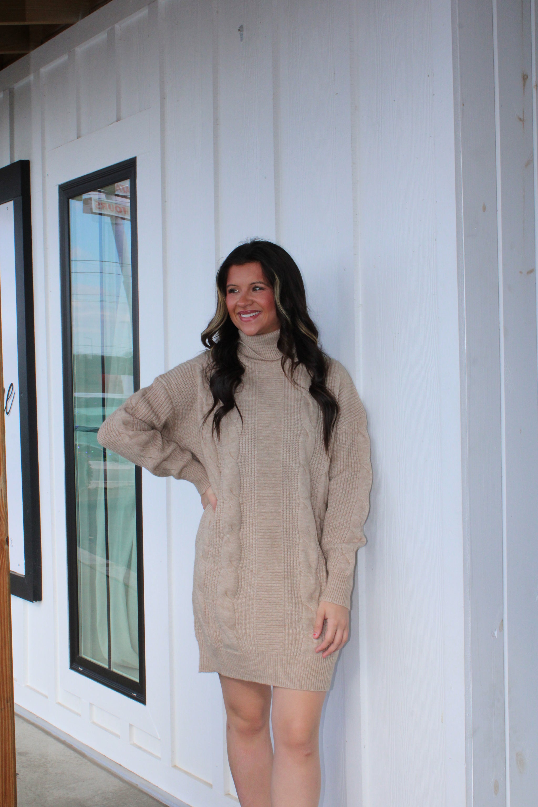 Chunky Cable Knit Sweater Dress The Boutique at Peach Park Chunky Cable Knit Sweater Dress The Boutique at Peach Park