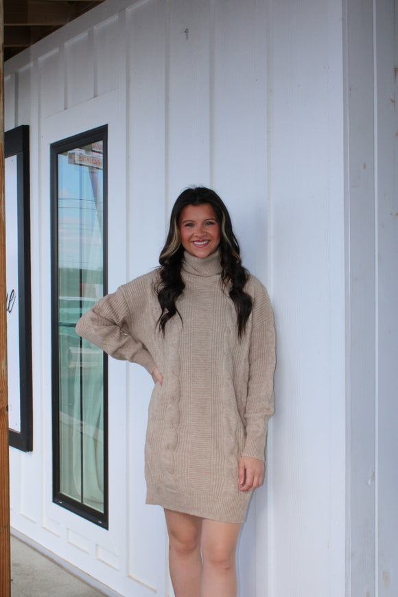 charcoal grey bridesmaid dresses Cable Knit Sweater Mini Dress main image 0