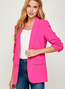Ruched Sleeve Blazer