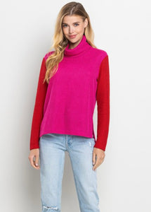 Fuchsia Color Block Sweater