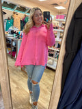Oversized Distressed Button Up